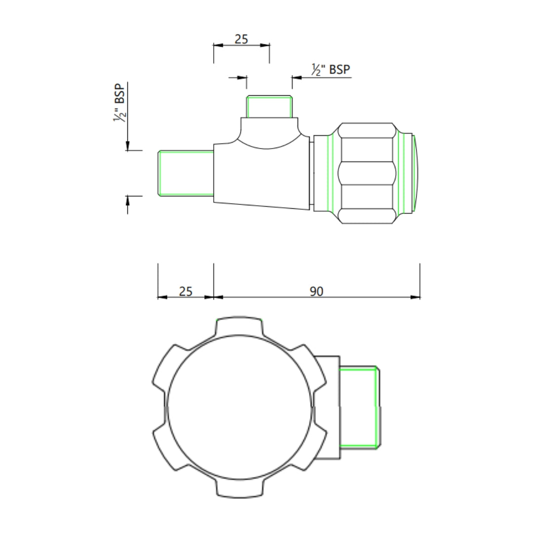 Essco Basin Area Angle Valve Delux DLX-CHR-526NKN - Chrome