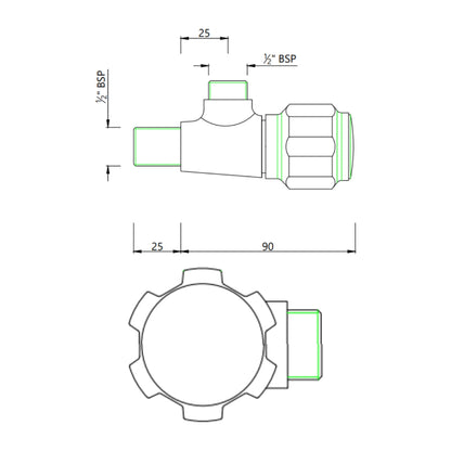 Essco Basin Area Angle Valve Delux DLX-CHR-526NKN - Chrome