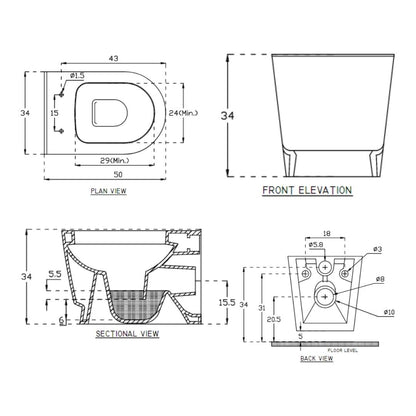Hindware Wall Mounted White Closet WC Dome 92517 WHITE with P-Trap