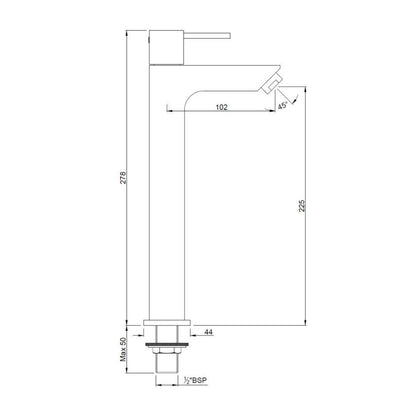Jaquar Table Mounted Tall Boy Basin Tap D Arc DRC-CHR-37021 - Chrome