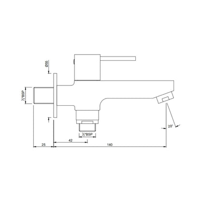 Jaquar WC Area 2 Way Bib Tap D'Arc DRC-CHR-37041 - Chrome