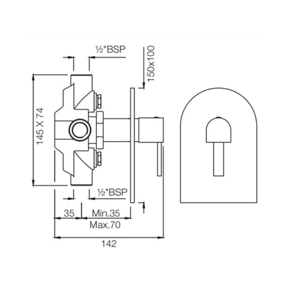 Jaquar 4 Way Diverter D'Arc DRC-CHR-37421 Normal Flow - Chrome Finish