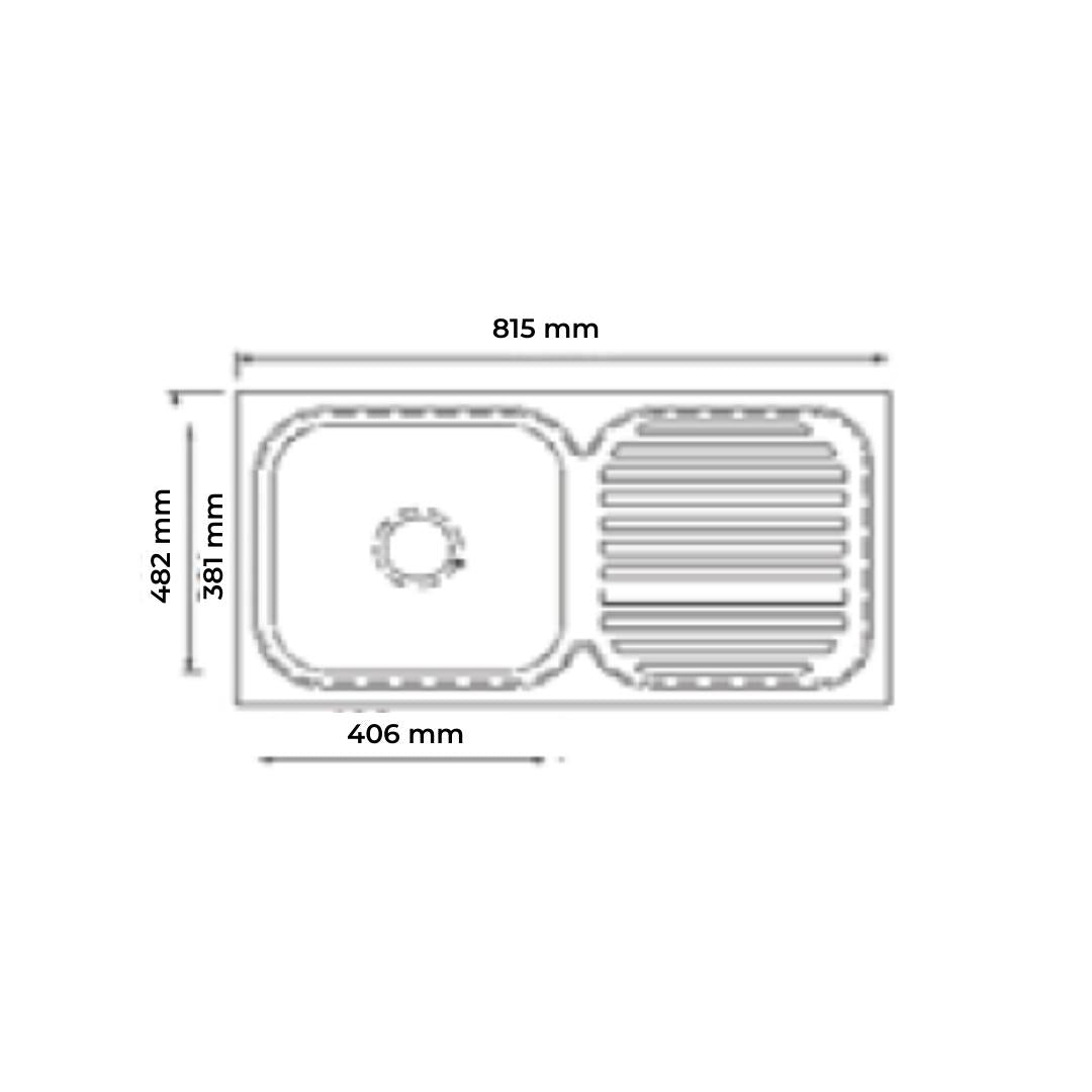 Futura Stainless Steel Sink Dura Series DURA SINGLE BOWL WITH DRAIN BOARD 32 X 19 ( 32 x 19 inches ) - Satin