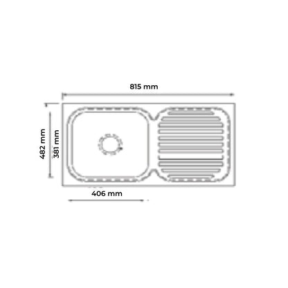Futura Stainless Steel Sink Dura Series DURA SINGLE BOWL WITH DRAIN BOARD 32 X 19 ( 32 x 19 inches ) - Satin