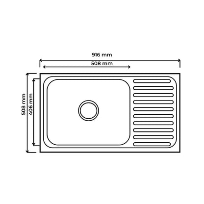 Futura Stainless Steel Sink Dura Series DURA SINGLE BOWL WITH DRAIN BOARD 36 X 20 ( 36 x 20 inches ) - Satin