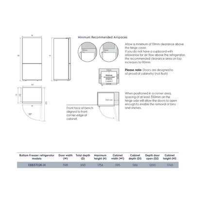 Electrolux Free Standing Double Door Refrigerator 360 Ltrs UltimateTaste 300 EBB3702KHXIN