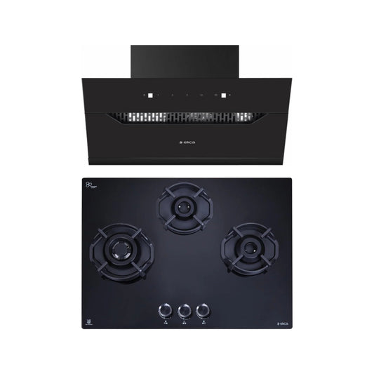 Elica 60 cm Wall Mounted Chimney Auto Sense Auto Sense EFL 207 HAC LTW VMS 60 + Elica 60 cm 3 Burner Hob Hexa IND Lotus FLEXI HEXA 360 LOTUS IND HD BRASS