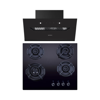 Elica 60 cm Wall Mounted Chimney Auto Sense Auto Sense EFL 207 HAC LTW VMS 60 + Elica 60 cm 4 Burner Hob Hexa IND Lotus FLEXI HEXA 460 LOTUS IND HD BRASS