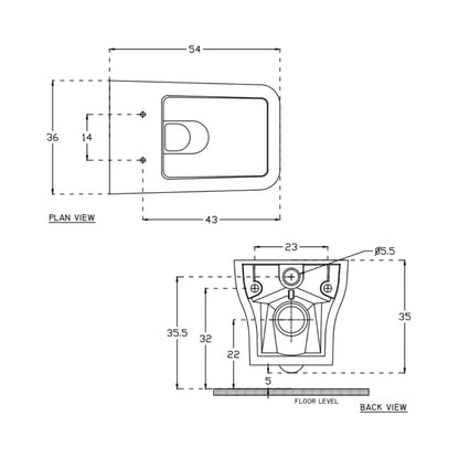 Hindware Wall Mounted White Closet WC Element 92523 WHITE with P-Trap