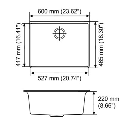 Nirali Quartz Sink Quartz Premium Range ELEX ( 23.5 x 18 inches )  -  Alpina