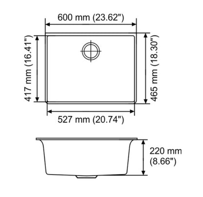 Nirali Quartz Sink Quartz Premium Range ELEX ( 23.5 x 18 inches )  -  Alpina