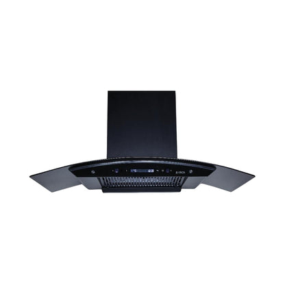 Elica 90 cm Wall Mounted Chimney CURVE FL 900 BLDC HAC LTW MS NERO + Elica 90 cm 4 Burner Hob DFS AB Series IND FLEXI AB 491 DX DFS