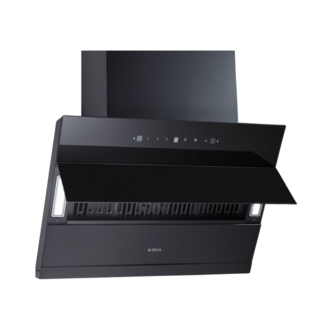 Elica 90 cm Wall Mounted Chimney EFL 3V 901 HAC LTW MS NERO + Elica 90 cm 4 Burner Hob DFS PRO AB Series FLEXI DFS PRO AB 4B 91 DX