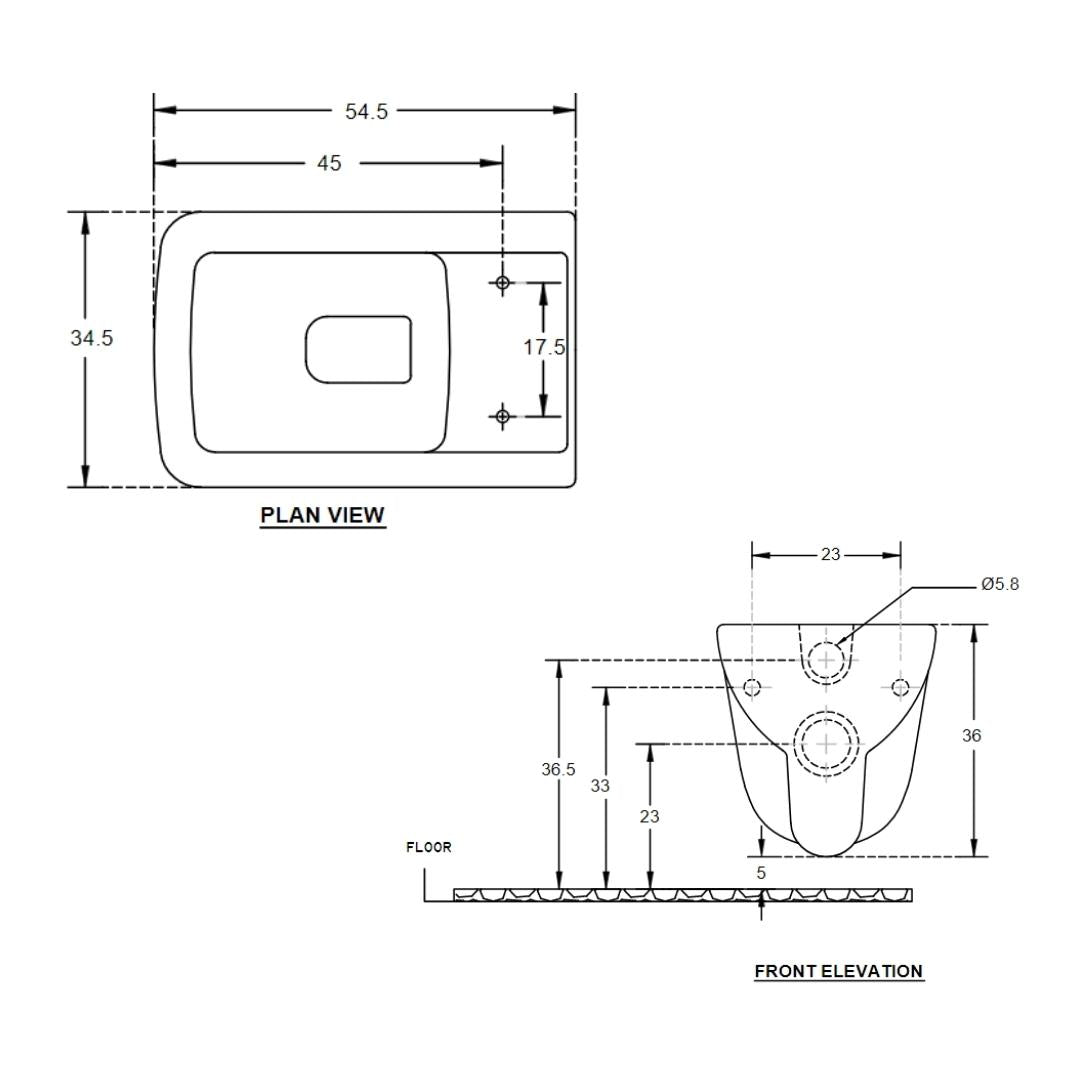 Hindware Wall Mounted White Closet WC Enigma 92024 WHITE with P-Trap