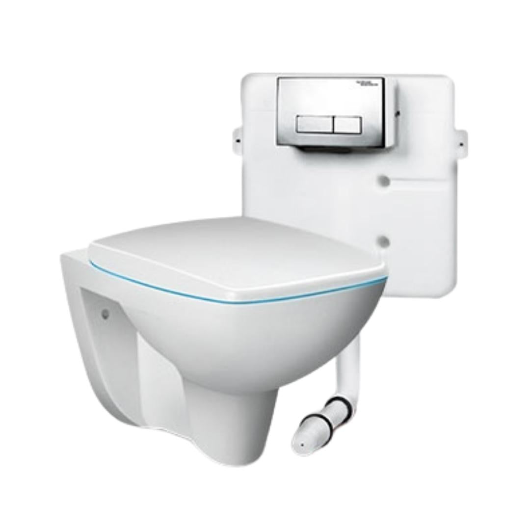 Hindware Wall Mounted White Closet WC Enigma Combo 518887 WHITE with P-Trap