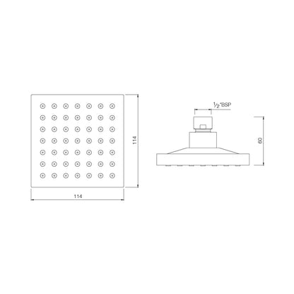 Essco Single Flow Overhead Shower EOS-442 - Chrome