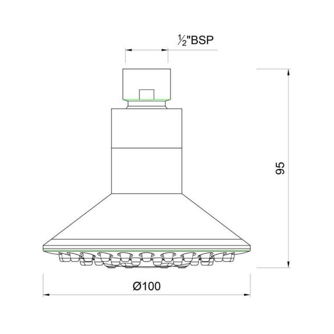 Essco Single Flow Overhead Shower EOS-CHR-542N - Chrome