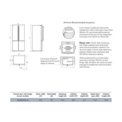 Electrolux Free Standing French Door Refrigerator 600 Ltrs UltimateTaste 700 EQE6000AB