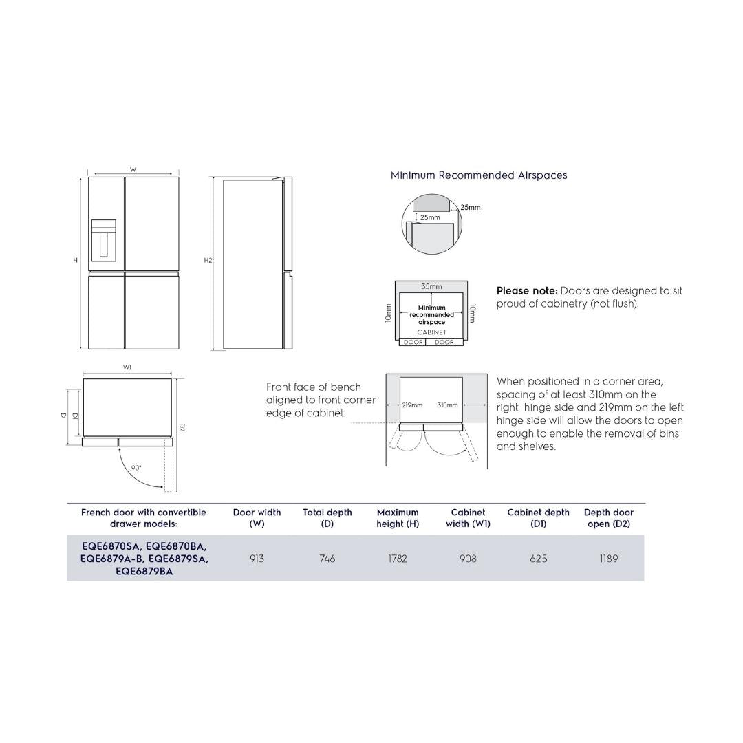 Electrolux Free Standing French Door Refrigerator 680 Ltrs UltimateTaste 900 EQE6879AB