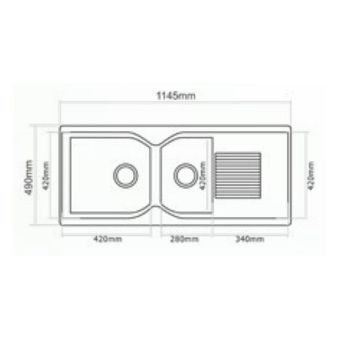 Sincore Quartz Sink ETHOS ( 45 x 19.5 inches )  -  Cream