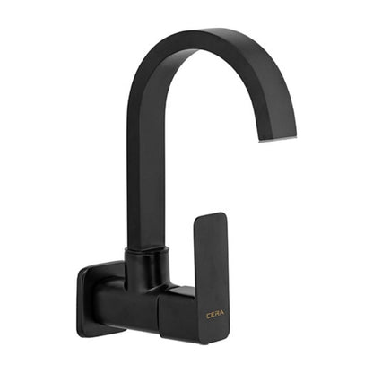 Lustre Wall Mounted Regular Kitchen Sink Tap Ruby F1005251MB with Swinging Spout in Black Matt Finish