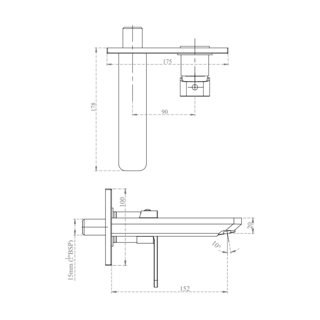 Cera Wall Mounted Basin Mixer Ruby F1005473GG - Graphite Grey
