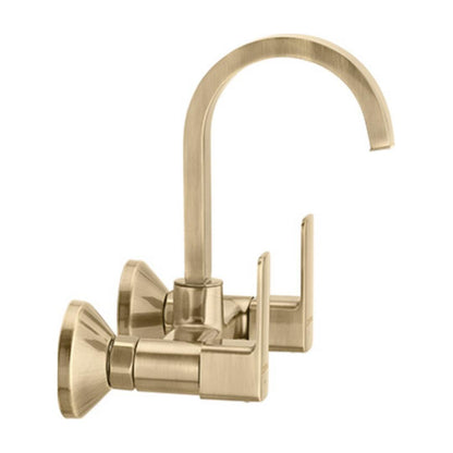 Lustre Wall Mounted Regular Kitchen Sink Mixer Ruby F1005501BA with Swinging Spout in Antique Brass Finish
