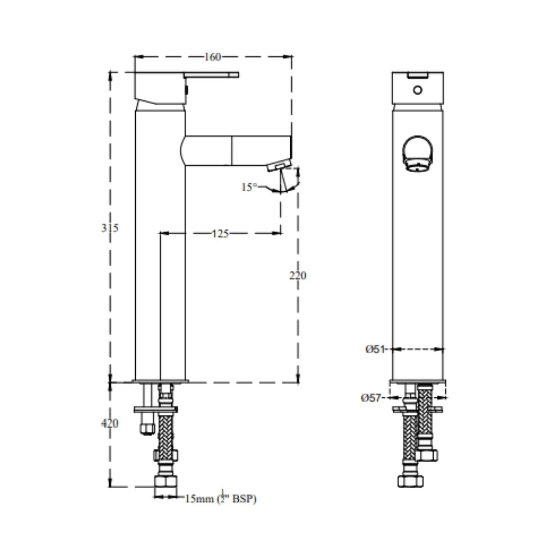 Cera Table Mounted Tall Boy Basin Mixer Victor F1015452 - Chrome