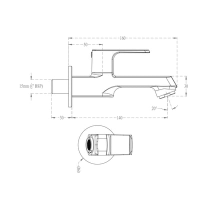 Cera WC Area Bib Tap Chelsea F1016151MB - Black Matt