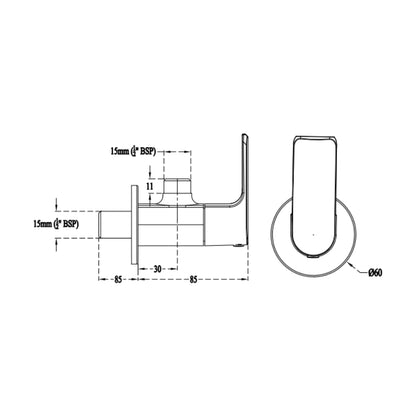 Cera Basin Area Angle Valve Chelsea F1016201FG - French Gold