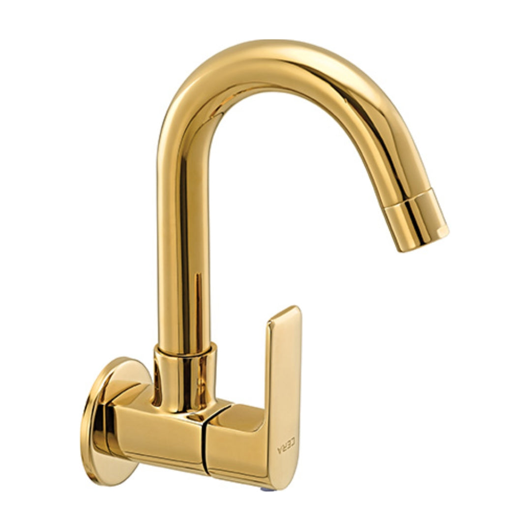 Lustre Wall Mounted Regular Kitchen Sink Tap Chelsea F1016251FG with Swinging Spout in French Gold Finish