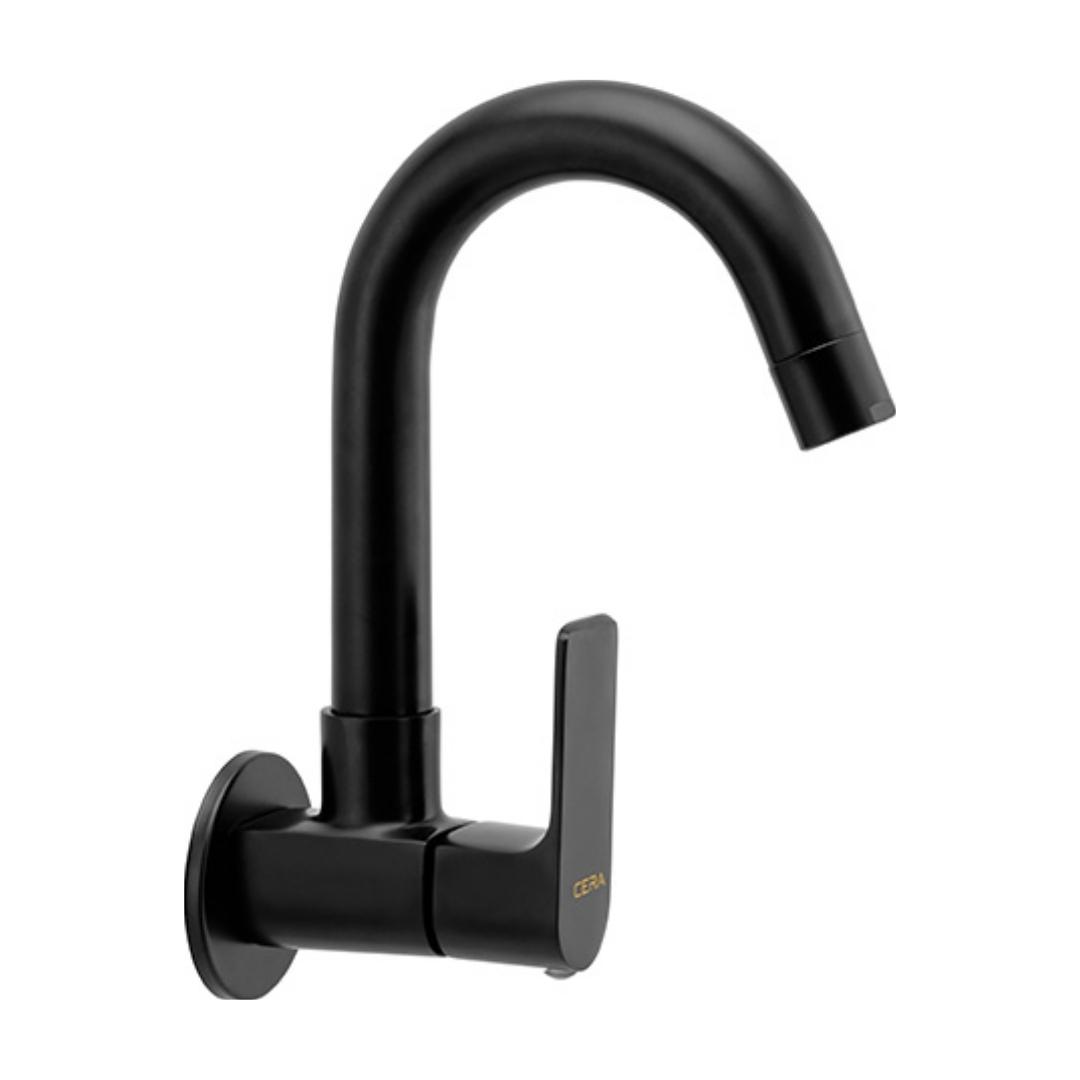 Lustre Wall Mounted Regular Kitchen Sink Tap Chelsea F1016251MB with Swinging Spout in Black Matt Finish