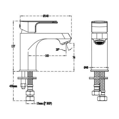 Cera Table Mounted Regular Basin Mixer Chelsea F1016451 - Chrome