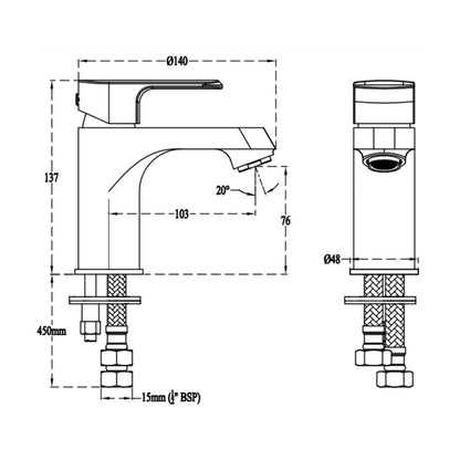 Cera Table Mounted Regular Basin Mixer Chelsea F1016451RG - Rose Gold