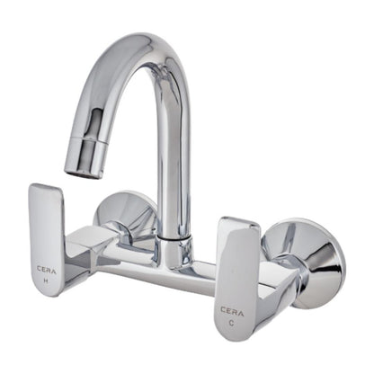 Cera Wall Mounted Regular Kitchen Sink Mixer Chelsea F1016501 with Swinging Spout in Chrome Finish