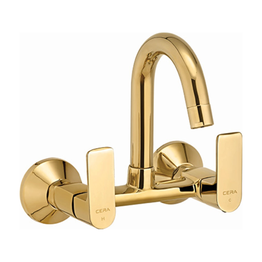 Lustre Wall Mounted Regular Kitchen Sink Mixer Chelsea F1016501FG with Swinging Spout in French Gold Finish