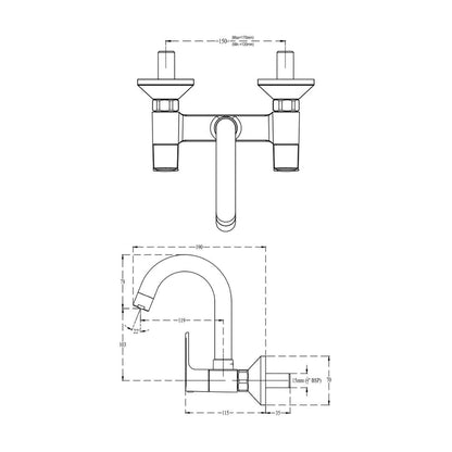 Lustre Wall Mounted Regular Kitchen Sink Mixer Chelsea F1016501GG with Swinging Spout in Graphite Grey Finish