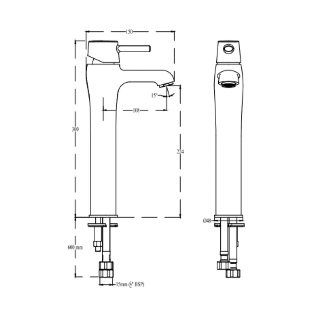 Cera Table Mounted Tall Boy Basin Mixer Ripple F1017452 - Chrome