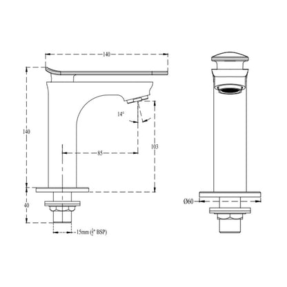 Cera Table Mounted Regular Basin Tap Brooklyn F1018101FG - French Gold