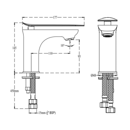 Cera Table Mounted Regular Basin Mixer Brooklyn F1018451RG - Rose Gold