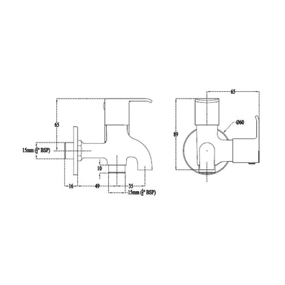 Cera WC Area 2 Way Bib Tap Chromo F1019161 - Chrome