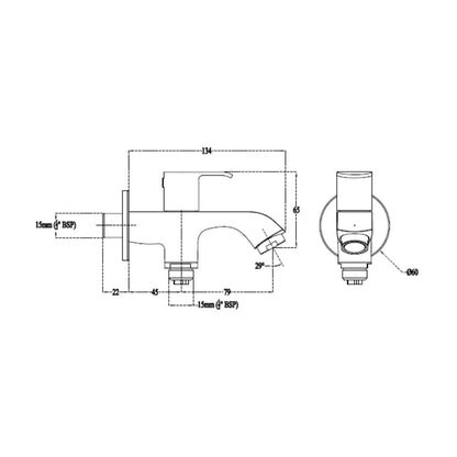Cera WC Area 2 Way Bib Tap Chromo F1019163 - Chrome