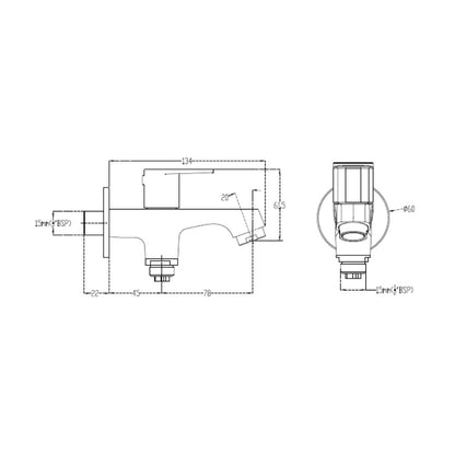 Cera WC Area 2 Way Bib Tap Vine F1020163 - Chrome
