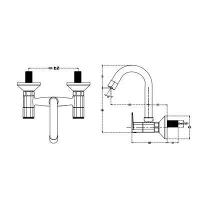 Cera Wall Mounted Regular Kitchen Sink Mixer Vine F1020501 with Swinging Spout in Chrome Finish