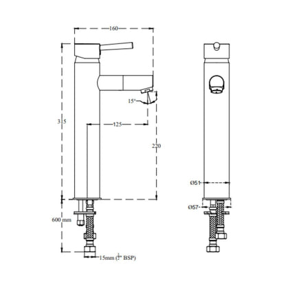 Cera Table Mounted Regular Basin Mixer Fountain F2013452 - Chrome