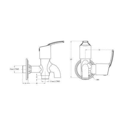 Cera WC Area 2 Way Bib Tap Vivana F2014161 - Chrome