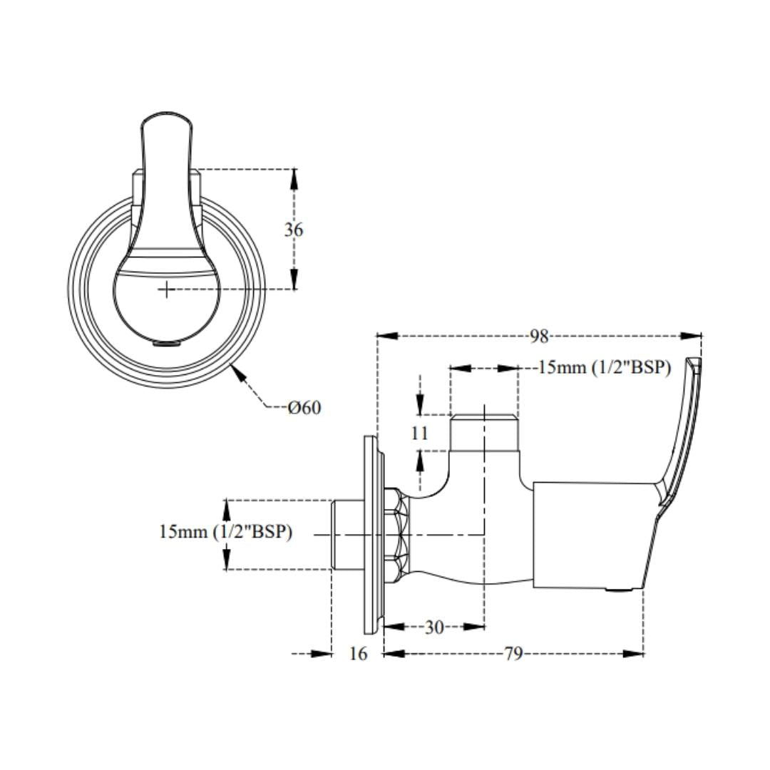 Cera Basin Area Angle Valve Vivana F2014201 - Chrome
