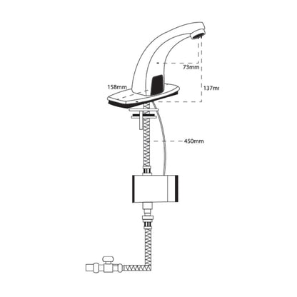 Hindware Table Mounted Regular Sensor Basin Tap Eco F240011 - Chrome - AC Operated