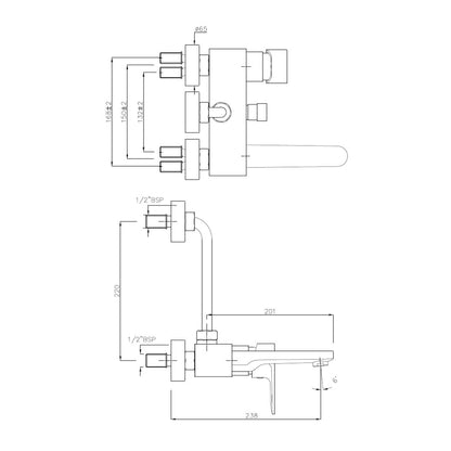 Hindware 2 Way Wall Mixer Elegance F340019 - Chrome Finish