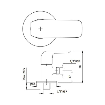 Hindware Basin Area Angle Valve Fluid F400004 - Chrome